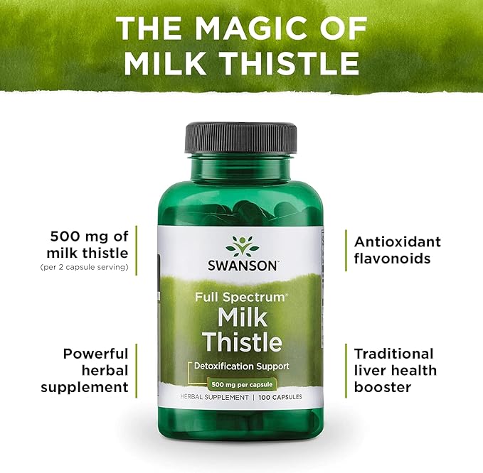 Swanson Milk Thistle (100 Capsules, 500mg Each) 2 Pack
