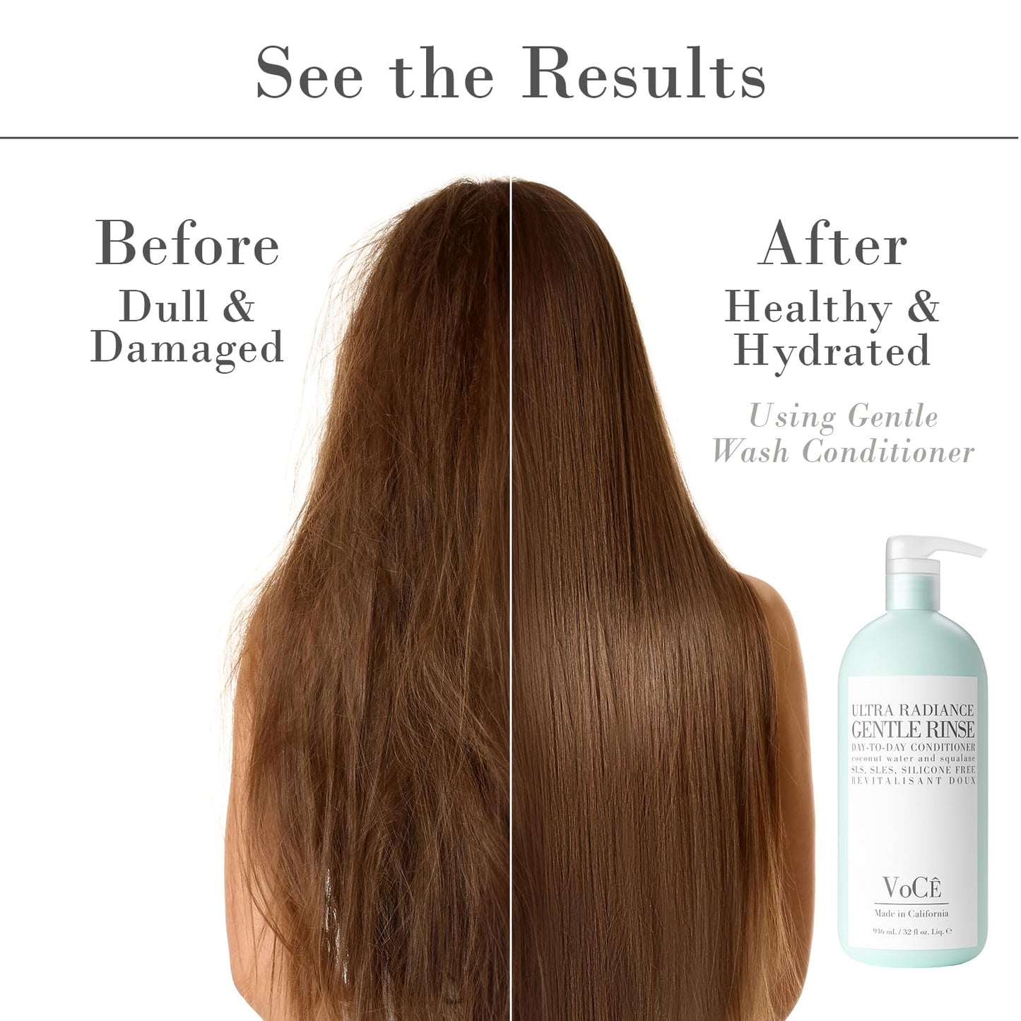 VoCÊ Haircare Gentle Conditioner | Natural, Vegan, Hydrating, Color-Safe, Silicone-Free, Sulfate-Free, & Cruelty-Free Hair Product with Coconut Water, Olive Fruit Oil and Squalane – 32 oz | 946 mL