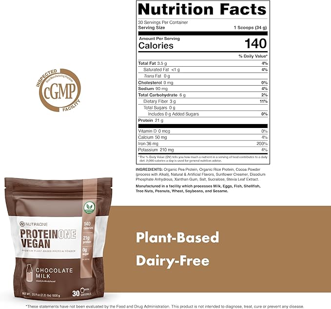 NutraOne ProteinOne Vegan Plant-Based Protein Powder