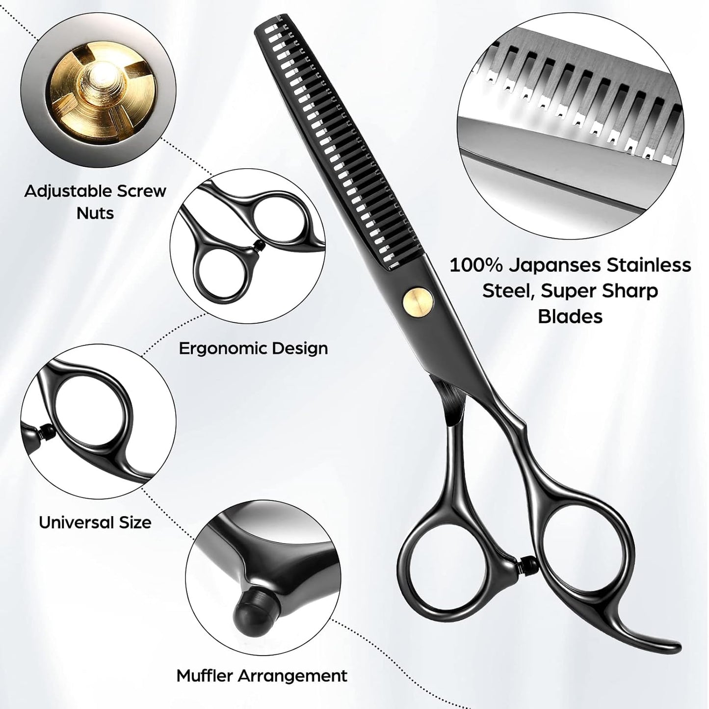 Hair Cutting Scissors Professional 6.89 inch Barber Scissors Multifunctional Salon Thinning Scissors Straight Shears Tools for Mother Father Friends' Christmas Gift