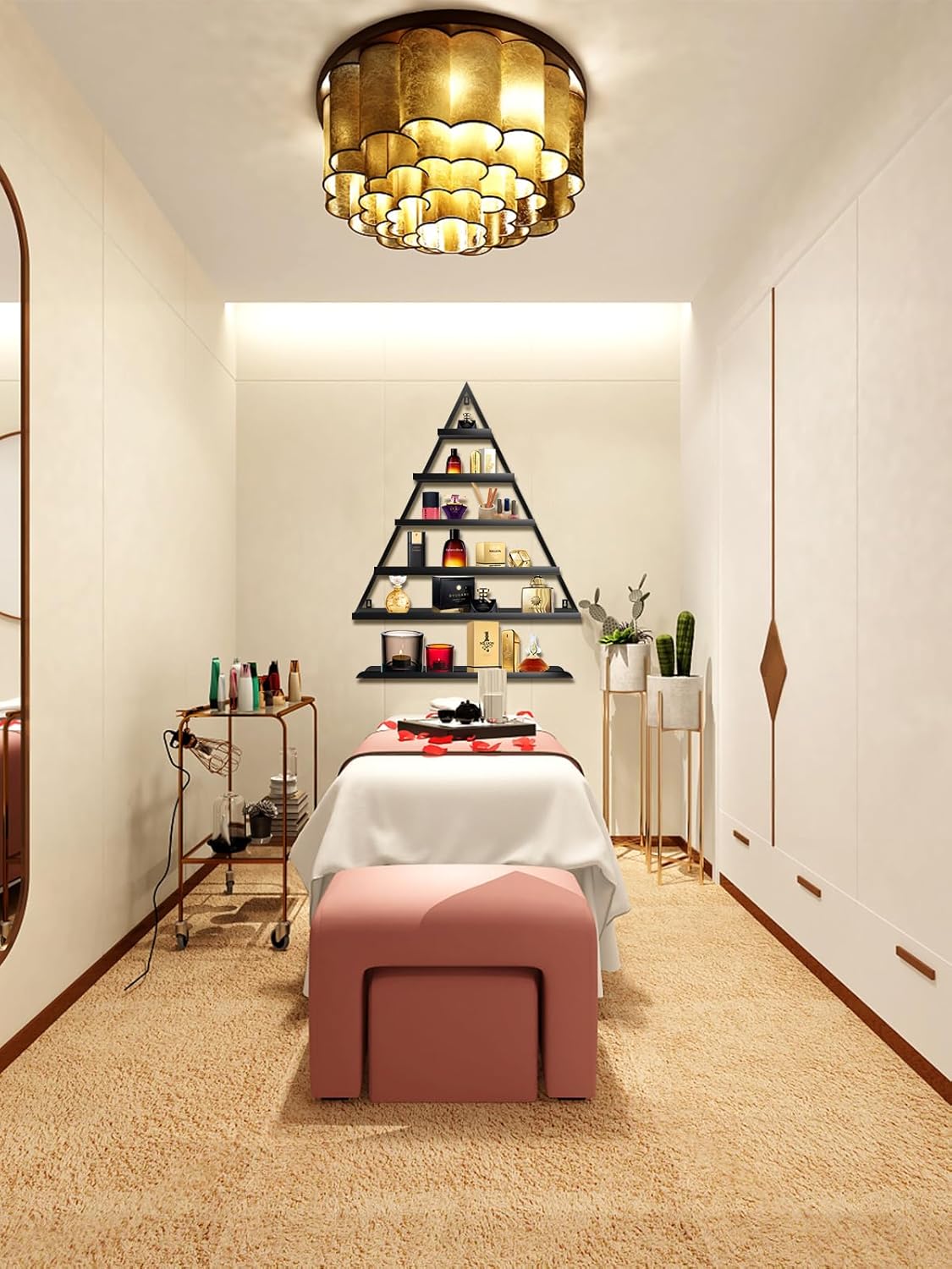 EBANKU 10PCS Nail Polish Racks 5 Tiers Nail Polish Shelf for Wall Triangular Display Rack Cosmetic Display Cases Lipstick Perfume Wall Shelf Essential Oil Organizers for Home Spa Nail Salon(Black)