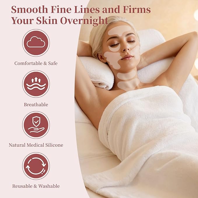 Neck Wrinkle Patches Facial Anti Wrinkle Silicone Patches Reusable Chest Wrinkle Pads for Frown Eyes Forehead Smile Chin Mouth for Firming & Lifting Overnight Wrinkle Remover while Sleeping 11PCS