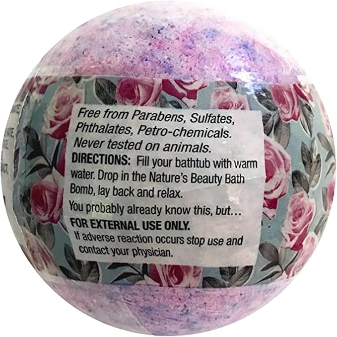 Nature's Beauty Yuzu & Rose Oil Bath Bomb Multi-Pack - Natural Hand Crafted, Non-Staining, Luxury Fizzy Spa Bomb, Nourish Dull + Dry Skin, Made w/Coconut Oil + Witch Hazel, 4.6 oz (4 Pack)