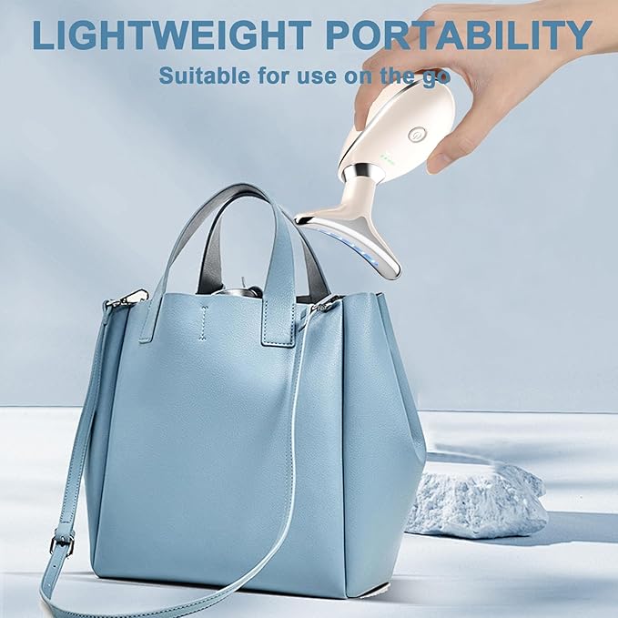 Facial and Neck Massager,Face Tool with 3 Colour Modes and Vibration,Facial Beauty Device for Skin Care (Pink)