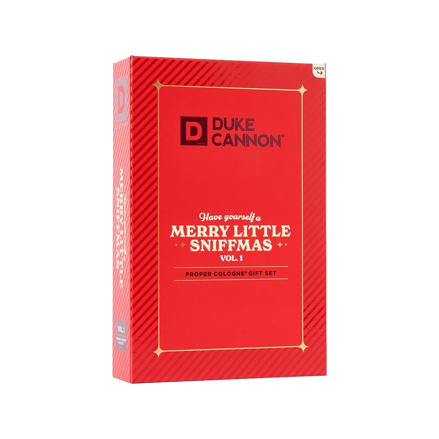 Duke Cannon Merry Little Sniffmas Giftset - travel-sized trio of Duke Cannon Proper Cologne® - Holiday Cologne Gift Set - eau de parfum - Sawtooth, Buck Moon, Midway