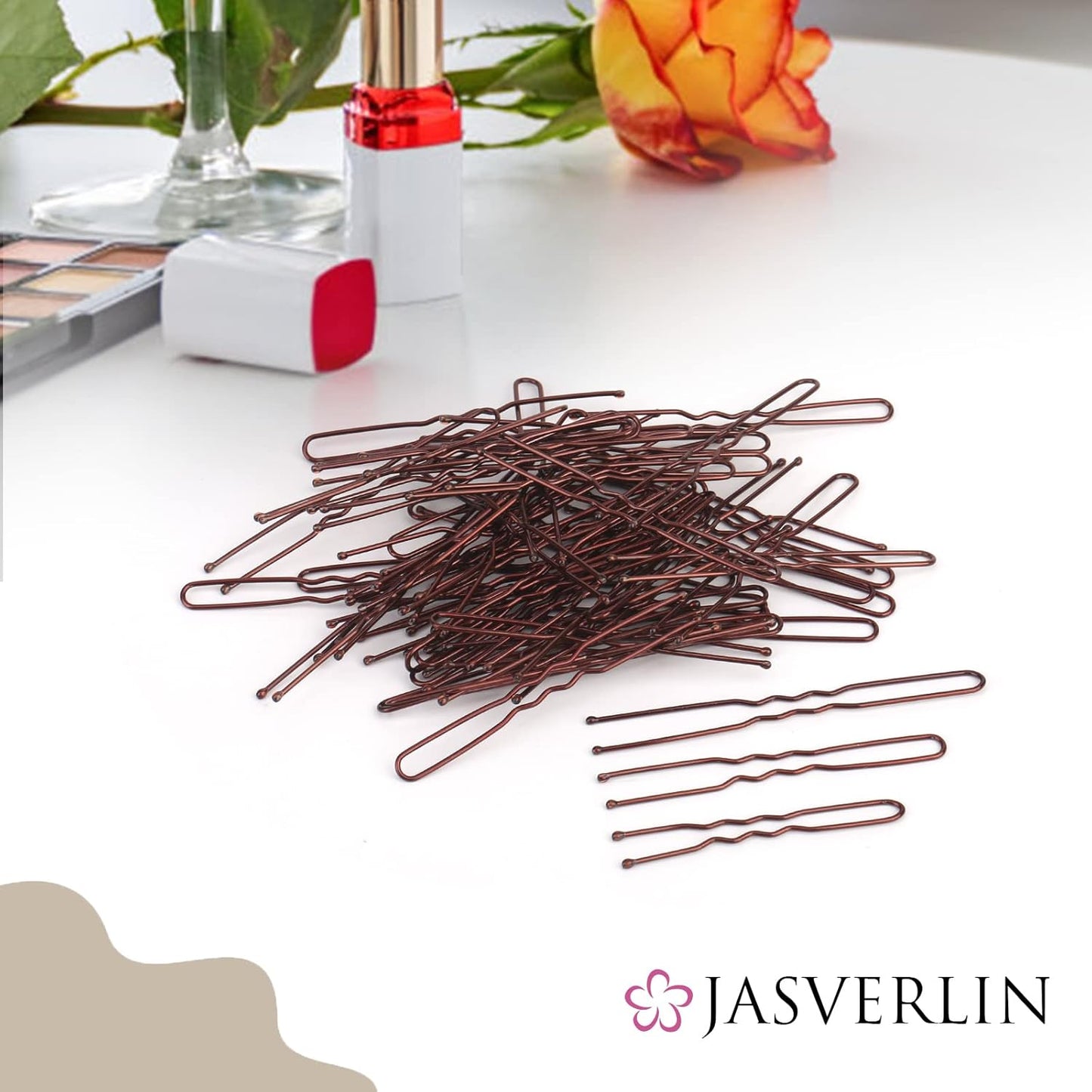 U Shaped Hair Bobby Pins Brown, Bun Bunheads Hairpins Clips for Women Girls Updo Tools Accessories 3 Large Long Mini Size Assortment 150pcs