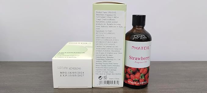 3.38FL.OZ Strawberry Fragrance Oils for Aromatherapy, Essential Oils for Diffusers for Home, Perfect for Diffuser, Yoga, Skin Care, DIY Candle and Soap Making - 100ml