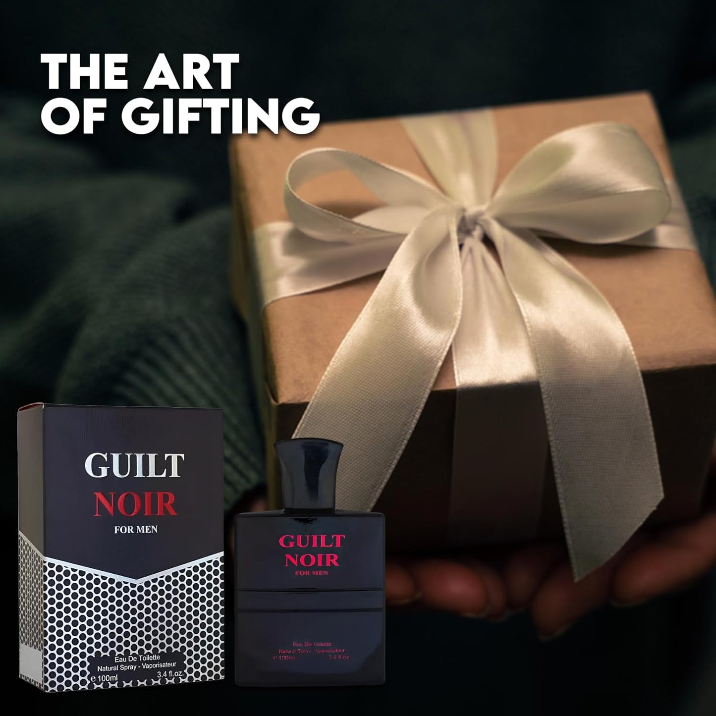 Guilt Noir Black For Men Sensual Woody Fragrance for Men | Long Lasting Cologne Aromatic Scent, Eau de Parfum Natural Spray - Great Holiday Gift, 3.4 Fl Oz/100 Ml