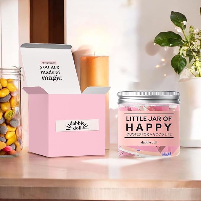 Happy Jar Uplifting Quotes Happiness Messages Motivational Uplifting Gifts with Gift Box (Classic)