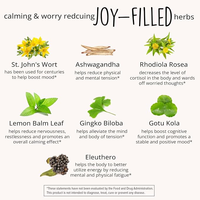 Joy-Filled Mood Support Supplement with St. 100% Plant-Based 120 ct
