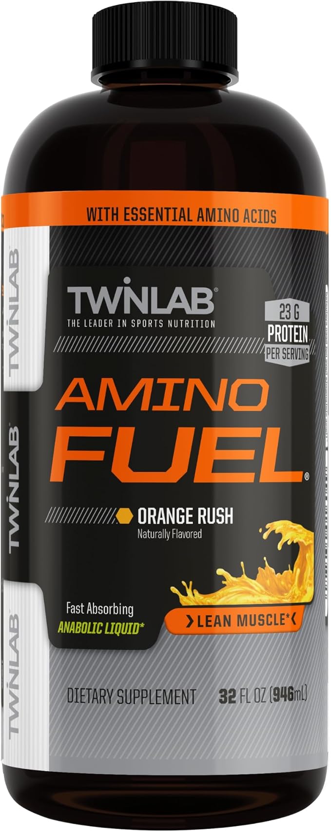 Twinlab Amino Fuel - Pre-Workout and Post-Workout Energy Drink & Supplement -32 fl oz, Orange Rush