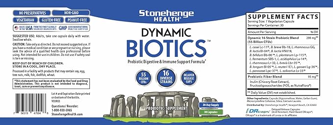 Stonehenge Health Probiotics 55 Billion CFU 16 Strains,