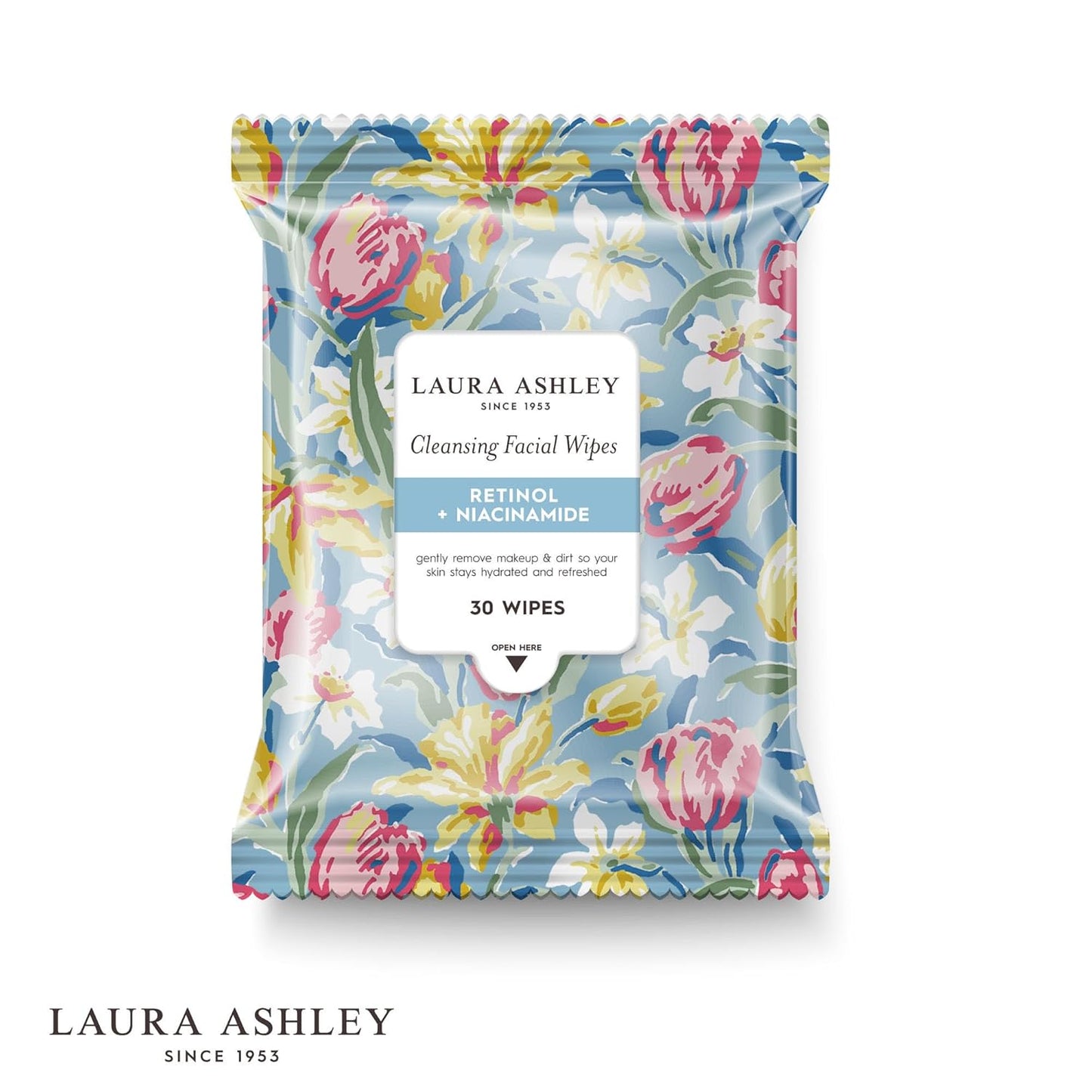 Laura Ashley 4 Pack Face Wipes for Women - Cleansing Makeup Remover Wipes with Vitamin C, Retinol, Hyaluronic Acid - 120 Pcs