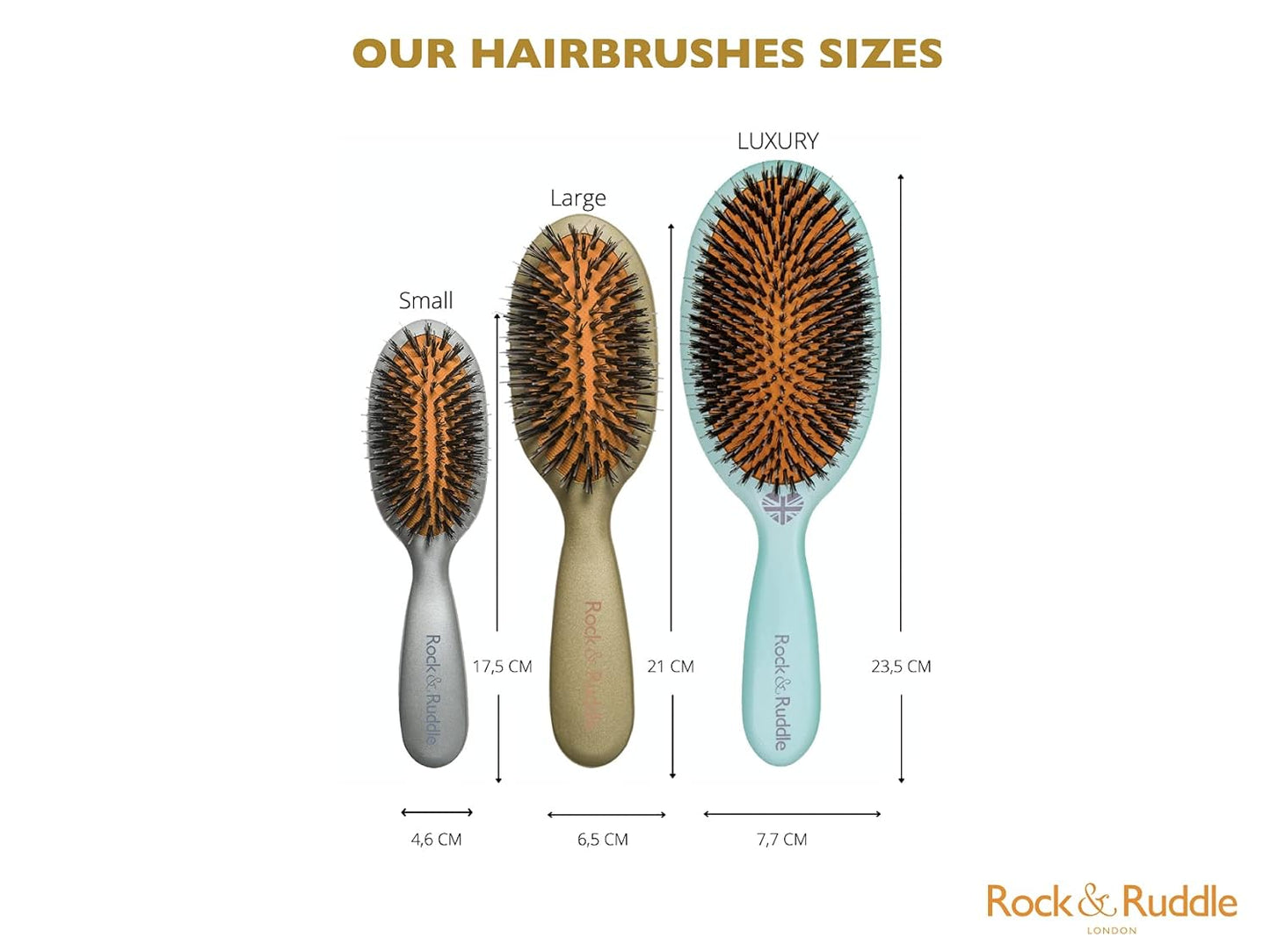 Rock & Ruddle Natural Mixed Boar Bristle Hair Brush for Women and Kids (Large 21 cm) - Perfect for Wet or Dry Hair, Detangling Smoothing Blowdrying - Designed & Made in UK - Unicorns Design