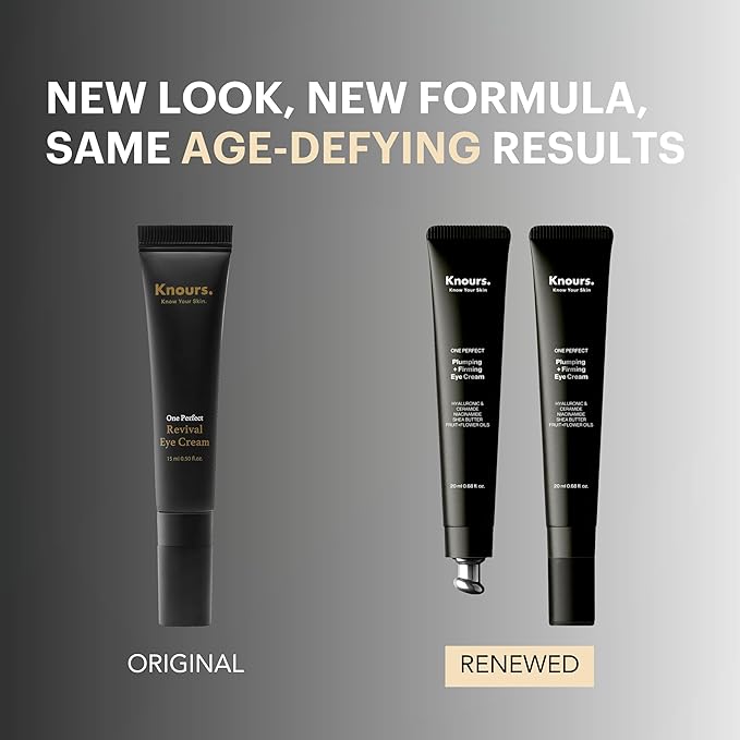 Knours. One Perfect Firming + Plumping Eye Cream with Hyaluronic & Ceramide Niacinamide Shea Butter Fruit + Flower Oils for a refreshed, Smooth Look, New & Improved Formula 20ml/0.68 fl. oz.
