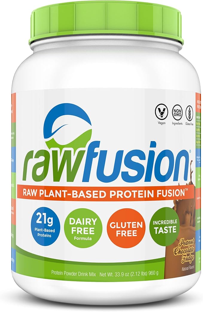 SAN Nutrition RawFusion Plant Protein Powder, Peanut Chocolate Fudge, 32.9 Ounce, Pack of 1