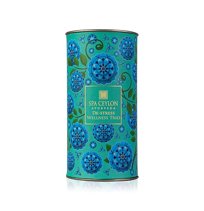 SPA CEYLON De-Stress Wellness Trio Set | Holistic Spa Essentials for Calming Skin Care | Spa Gift Baskets | Natural Ingredients | Body Gifts Set