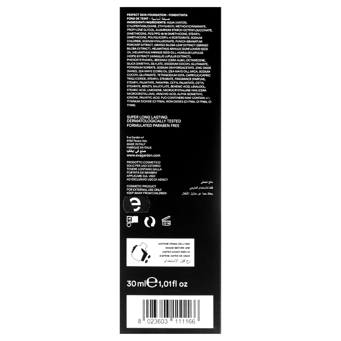 EVAGARDEN Perfect Skin Foundation - Soft Texture Ensures Excellent Coverage and Natural Finish - Visibly Reduces Signs of Aging - Smooth and Moisturizes Your Epidermis - 236 Nectar - 1.01 oz