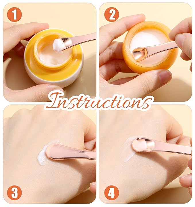 Mini Metal Makeup Spatula - Reusable Stainless Steel Cosmetic Scoop Tool for Face Mask Creams, Lotions & Moisturizers, Precision Skin Care Applicator (4 Pack)