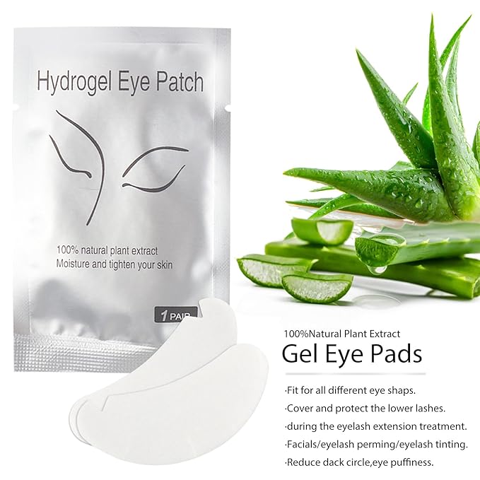myaokue-up 102 pcs Natural Hydrogel Eye Gel Pads V- Shape Collagen and Aloe Vera Patches for Under Eyes Premium Eye Mask Beauty Tool Kit (Silver)