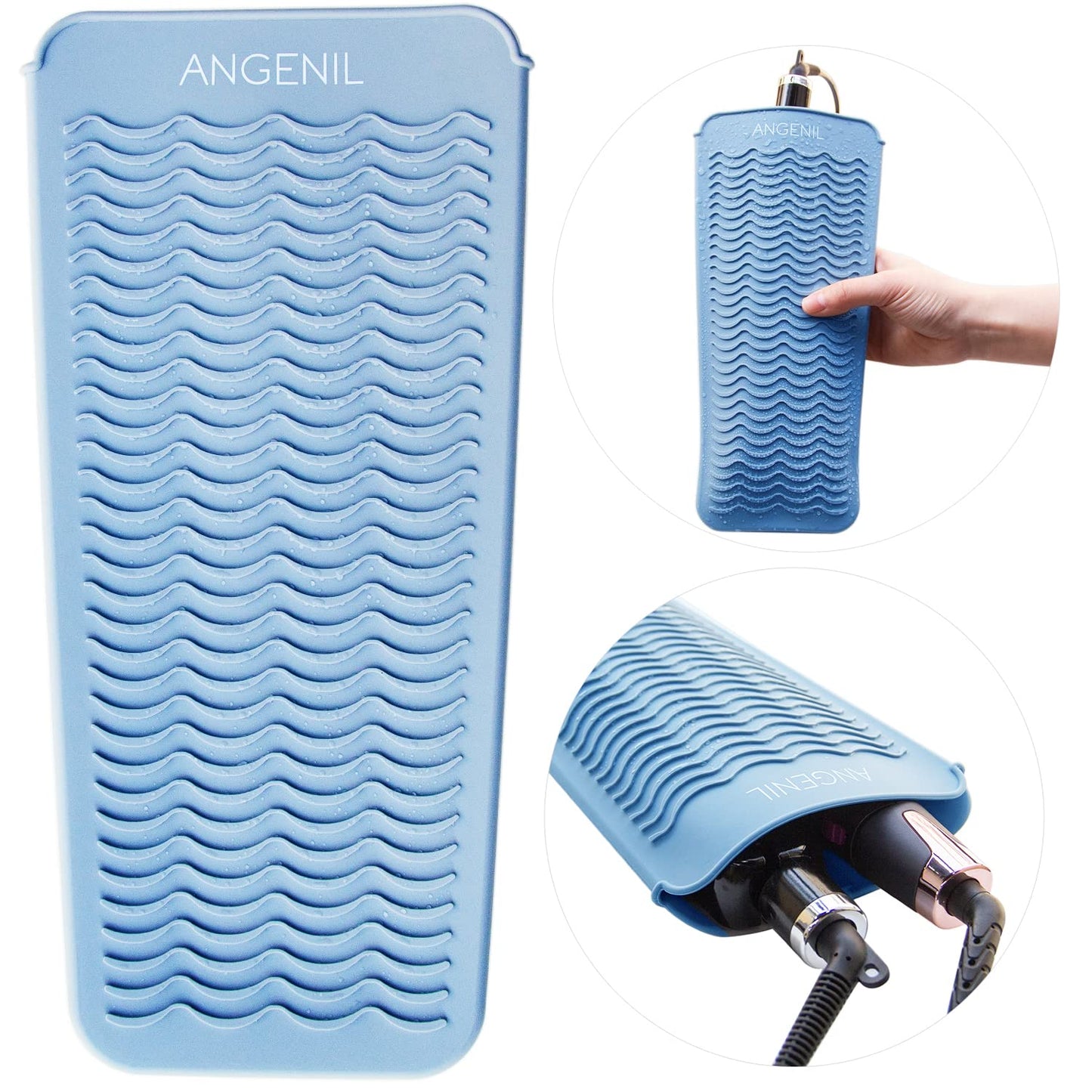 ANGENIL Heat Resistant Silicone Mat Pad Pouch For Travel Curling Iron Wand, Tourmaline Titanium Ceramic Portable Flat Iron, Hair Straightener, Automatic Wireless Curlers, Crimper Hair Iron, Hair Tools