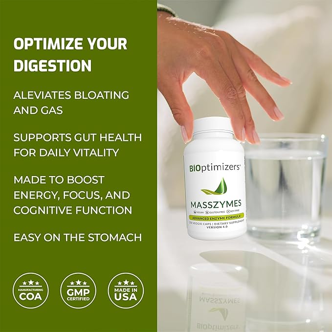 BiOptimizers MassZymes - Complete Digestive Enzymes (250 Capsules)