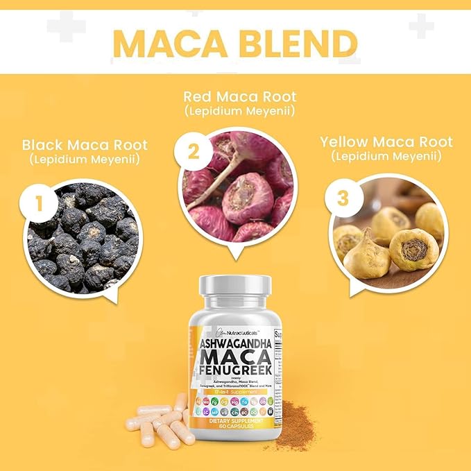 Clean Nutraceuticals Ashwagandha Maca Root Fenugreek 60 Count
