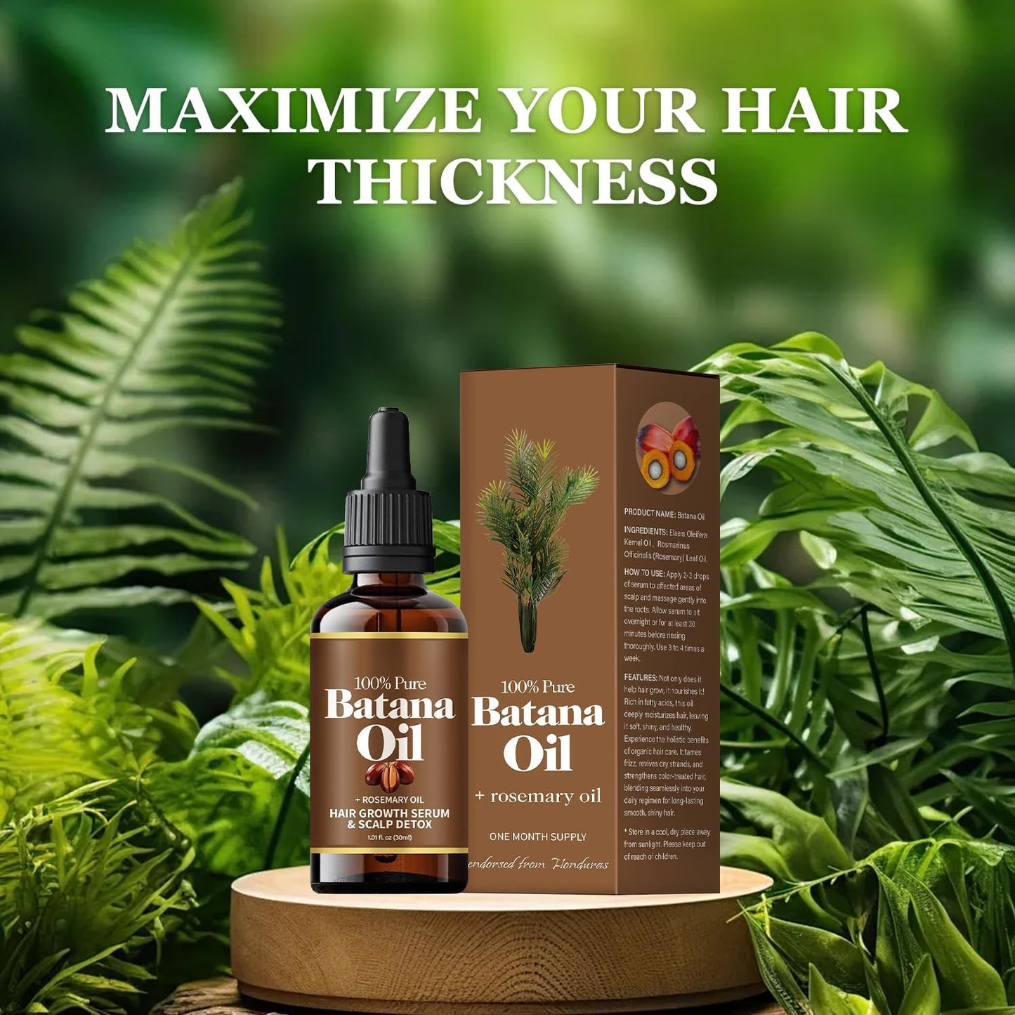Batana Oil With Rosemary for Hair Growth, 100% Organic From Honduras, Nourishes All Hair Types, 30ml / 1 Fl Oz (2pcs)