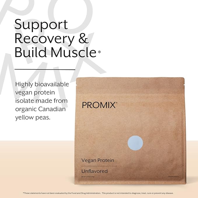 Promix Plant-Based Vegan Protein Powder, Unflavored 2.5lb Bulk B-12 -