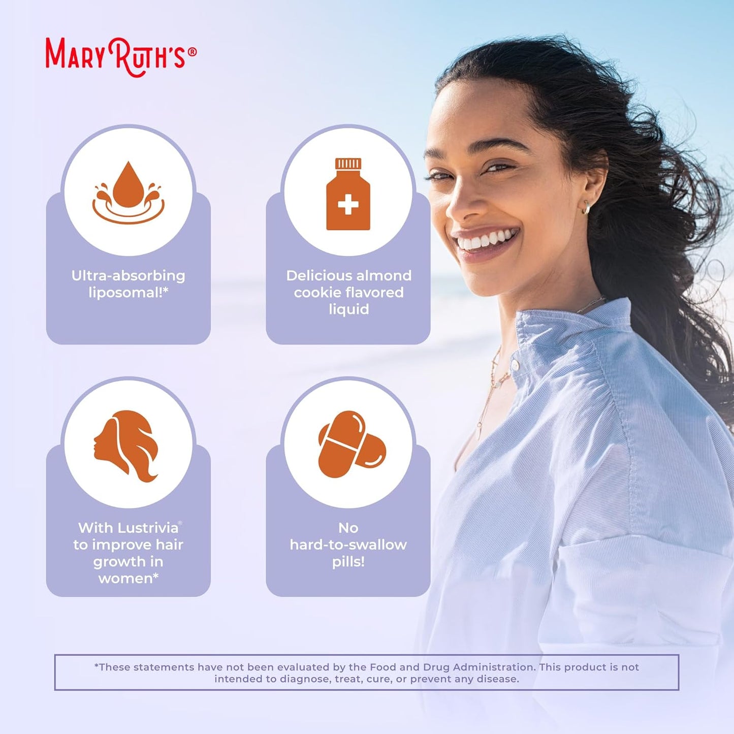 MaryRuth Organics Women's Hair Growth MAX Liposomal | with Lustriva® + Biotin 10000mcg + Pumpkin Seed Oil | Thicker Hair | Hair Care | Wrinkles, Fine Lines, Skin Care | Ages 18+ | 15.22 Fl Oz