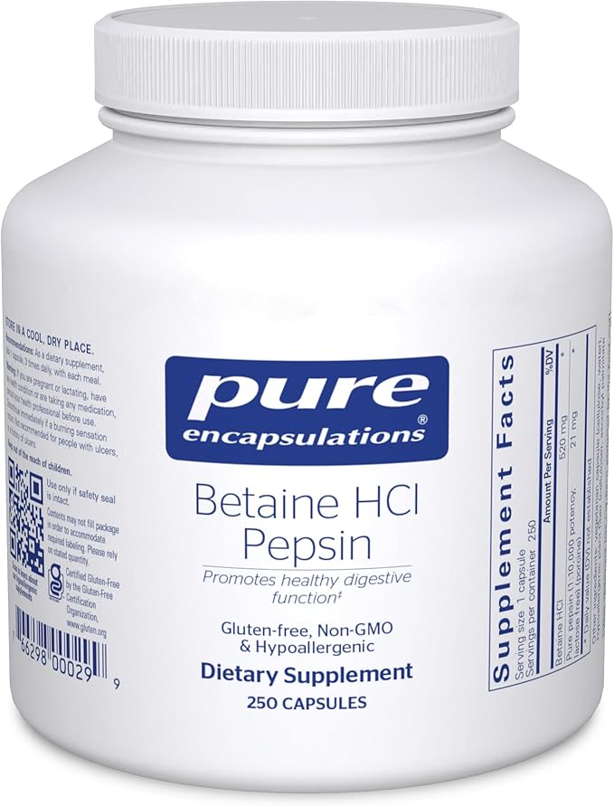 Pure Encapsulations Betaine HCl Pepsin 250 Capsules