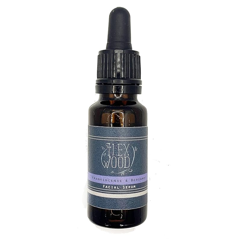 The Ilex Wood - Frankincense and Bergamot Facial Serum - 100% Natural, Vegan, Moisturising for both Men & Women, Cruelty Free, Anti Ageing, Wrinkle and Line Reducing Ingredients - 20ml (0.68 fl oz)