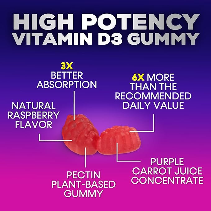 Vitamin D3 Gummy Vitamins Extra Strength 5000 IU (125 mcg) 120 Gummies
