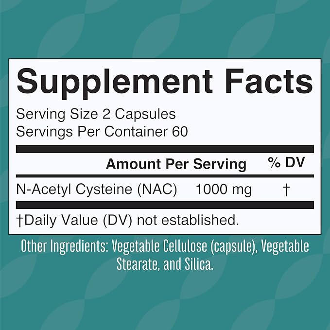 MaryRuth Organics Nutritional Supplement Capsule, N-Acetyl 2 Month 1000mg Per 120 Count