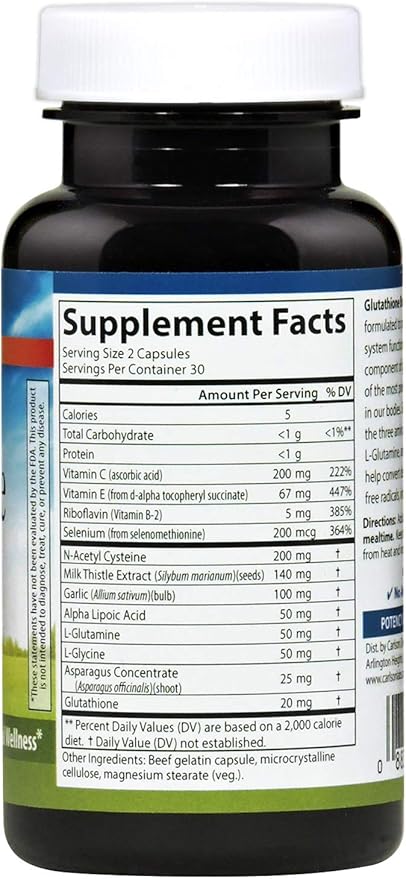 Carlson - Glutathione Booster, Alpha Lipoic Acid, Immune Support & Optimal Wellness, Antioxidant, 60 Capsules
