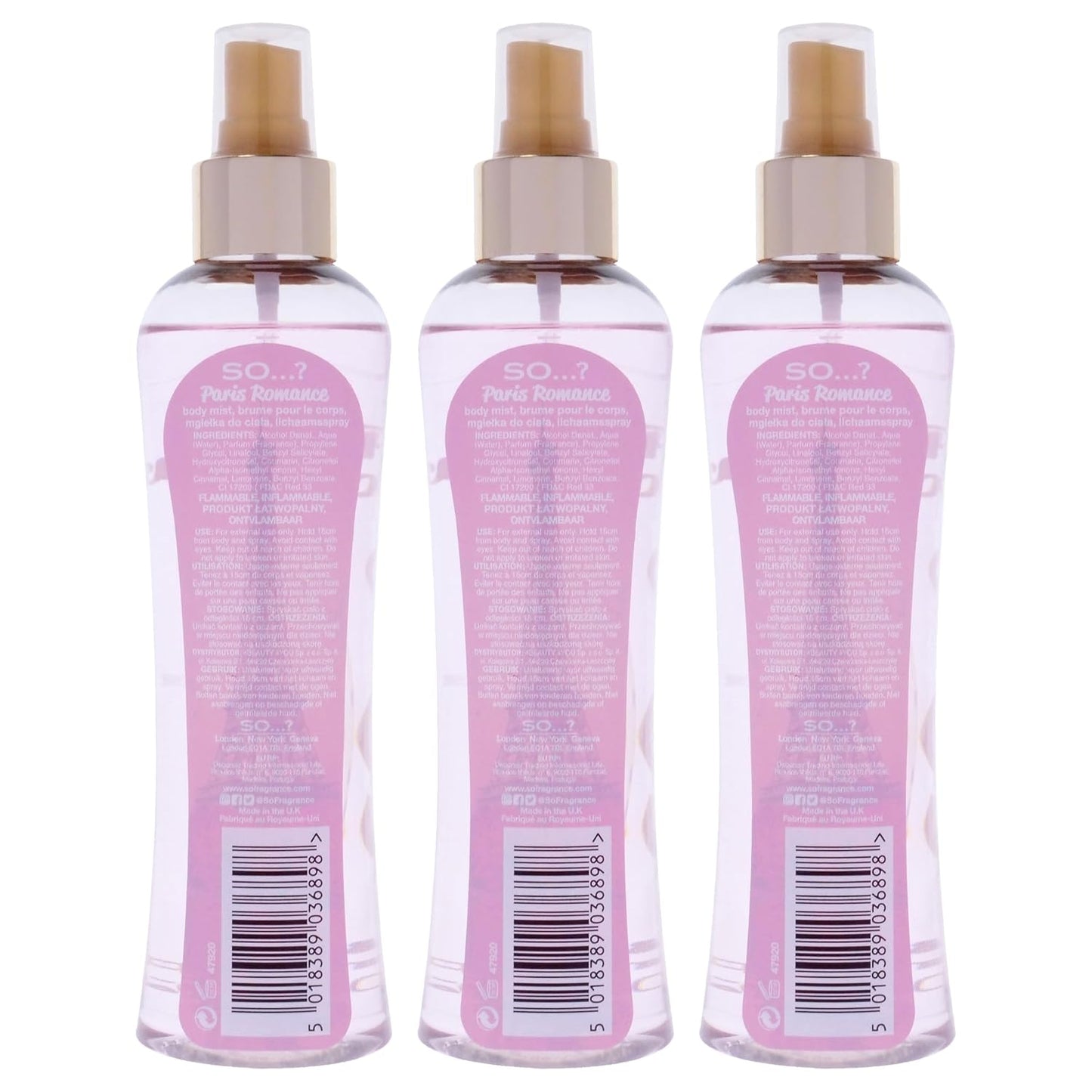 So...? Paris Romance Body Mist for Women - 6.9 oz Body Mist - Pack of 3