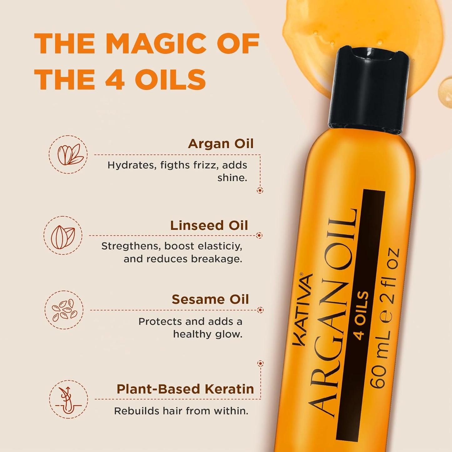 Bundle Argan Shine Hair Treatment 4 oz + Argan Oil 2 oz (2 Pack) – Organic Argan Oil for Intense Shine, Smoothness & Hair Protection