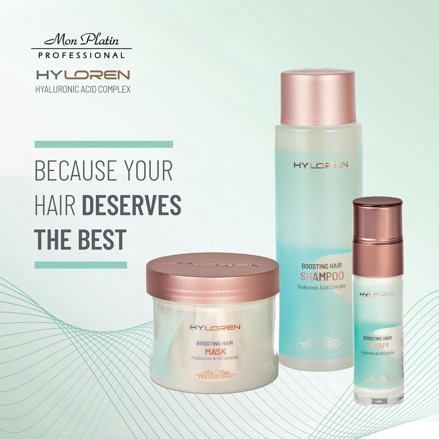 Mon Platin Professional HYLoren Boosting Shampoo, 500ml - For Thin, Sparse and Brittle Hair with Hyaluronic Acid, Volumizing and Thickening Shampoo, SLS/SLES Free, for Damaged Hair