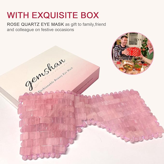 gemshan Jade Eye Mask, Rose Quartz Facial Mask Gemstone Cooling Reduce Eye Puffy Mask Anti Aging Therapy Hot or Cold Using