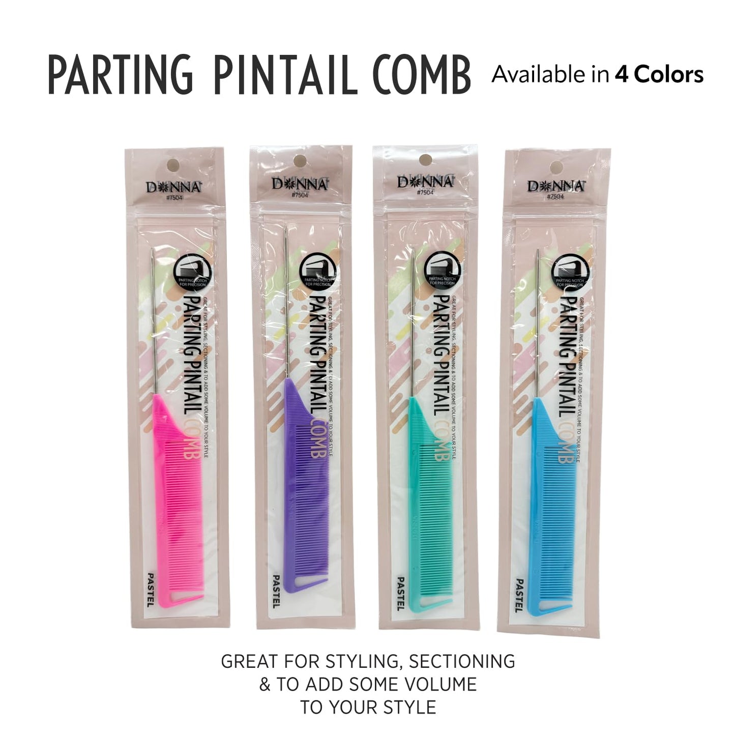 Donna Pin Tail Parting Comb – Heat Resistant Teasing Tool,1PC (BLUE)