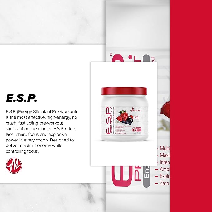 Metabolic Nutrition - ESP - Stimulating Pre Workout, Pre Intra Workout Supplement, Energy & Endurance Stimulating, Natural, Safe & Mental Focus, Watermelon 300 Grams (90 Servings)