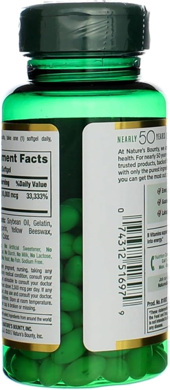 Nature's Bounty Biotin 10000 mcg Ultra Strength, Rapid Release Liquid Softgels 120 ea (Pack of 2)