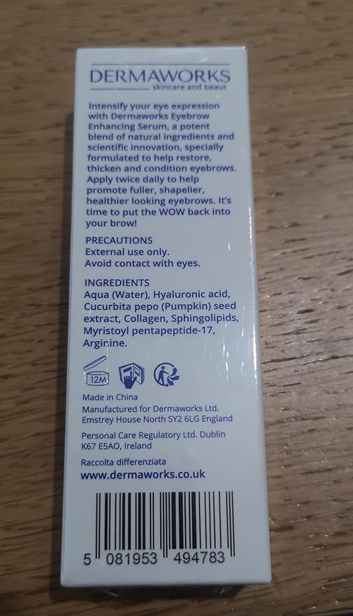 DERMAWORKS Advanced Eyebrow Growth Serum – Rapid Brow Enhancer for Fuller, Thicker & Defined Eyebrows – Castor Oil Alternative for Fast, Visible Results