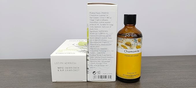 100ML Chamomile Essential Oil - 3.38FL.OZ Essential Oils for Diffusers for Home - Chamomile Oil Aromatherapy Oils with Glass Dropper