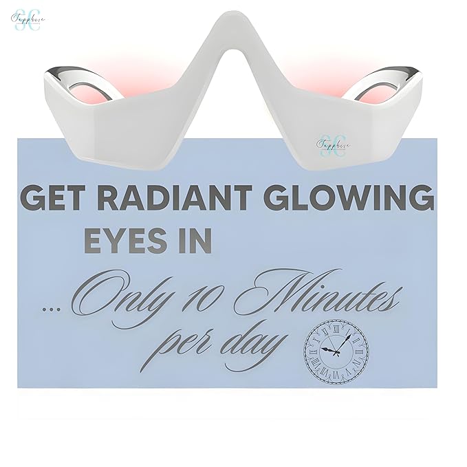 Skin Care Red Light Therapy Glasses Specifically for Dark Circles and Under Eye Bags-Intense Microcurrent Eye Masks for Dark Circles Puffiness-Anti Aging Brightening Glasses (Glasses Only (1-Piece))