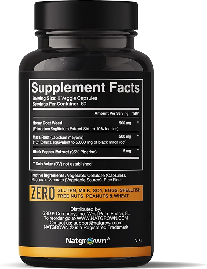 Natgrown Horny Goat Weed and Maca -120 Ct