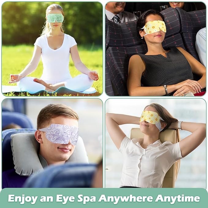 48 Packs Steam Eye Mask Disposable Self Heating Eye Mask for Dry Eyes Spa Warm Sleep for Home Office Travel Eyestrain Relieve