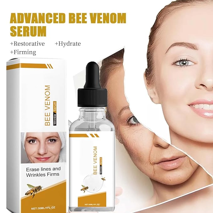 Bee Venom Serum,Bee Venom For Face And Neck With Collagen, Wrinkle Removal And Firming, Moisturizing Lifting Natural Bee Venom For All Skin Types Bee Venom Essential Oil For Men And Women(2 PCS)
