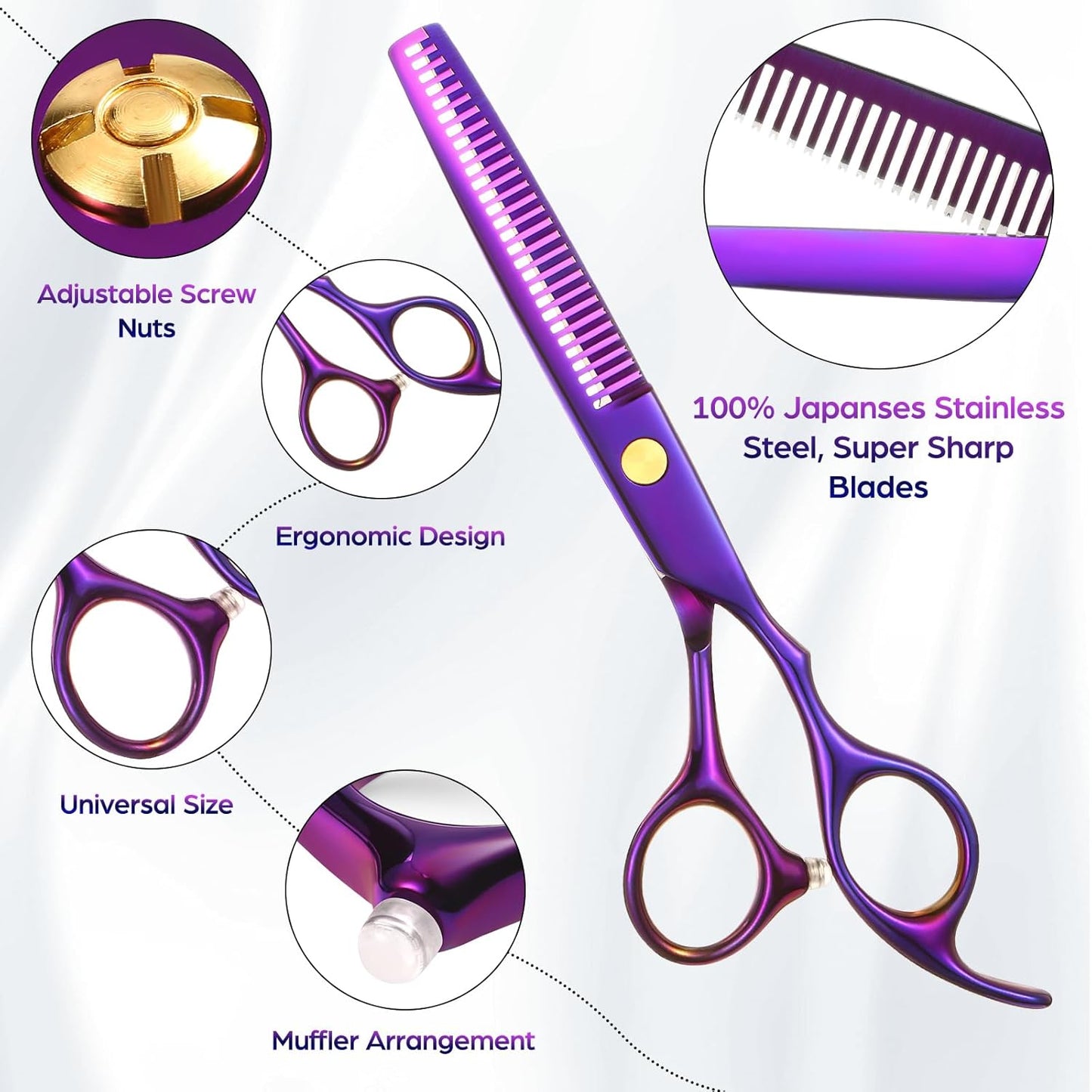 Hair Cutting Scissors Professional 6.89 inch Barber Scissors Multifunctional Salon Thinning Scissors Straight Shears Tools for Mother Father Friends' Christmas Gift