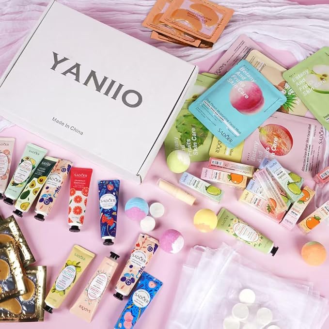 84 Piece Girls Spa Party Supplies Set, Face Masks, Hand Creams, Eye Patches, Bath Bombs, Lip Balms, 12 Person Kit